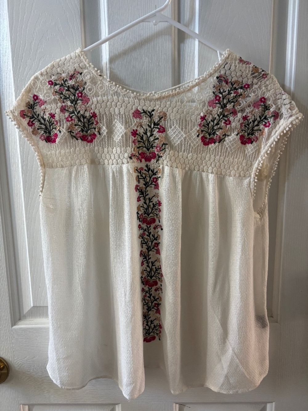 Anthropologie Vintage Embroidered Romantic Peasant Blouse S